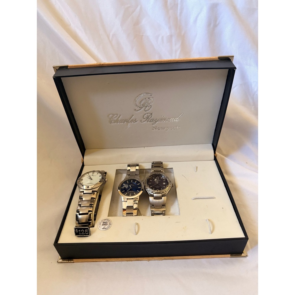 Mens Watch Lot Charles Raymond Armitron Cherokee Stainless Steel Repair Parts